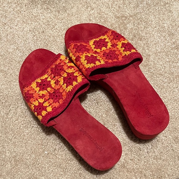 Jeffrey Campbell mix up crotchet platform slide in red - Picture 3 of 3